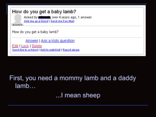 First, you need a mommy lamb and a daddy lamb… ...I mean sheep 