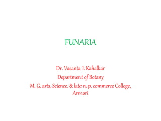 FUNARIA
Dr. Vasanta I. Kahalkar
Department of Botany
M. G. arts. Science. & late n. p. commerce College,
Armori
 