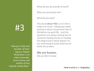 How to write a fun bio | PPTX | Resume Writing and Advice | Job Search