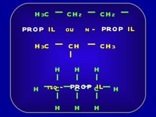 H 3 C CH 2 CH 2 C H H C H H C H H H H H 3 C CH CH 3 PROP IL PROP IL n - ou PROP IL iso - 