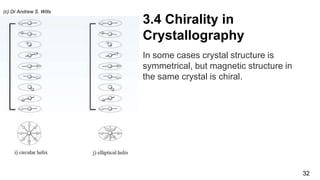 In some cases crystal structure is
symmetrical, but magnetic structure in
the same crystal is chiral.
32
3.4 Chirality in
Crystallography
(с) Dr Andrew S. Wills
 