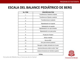 ESCALA DEL BALANCE PEDIÁTRICO DE BERG
 