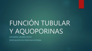 FUNCIÓN TUBULAR
Y AQUOPORINAS
EDGARDO LINARES REYES
ESPECIALISTA EN MEDICINA INTERNA
 