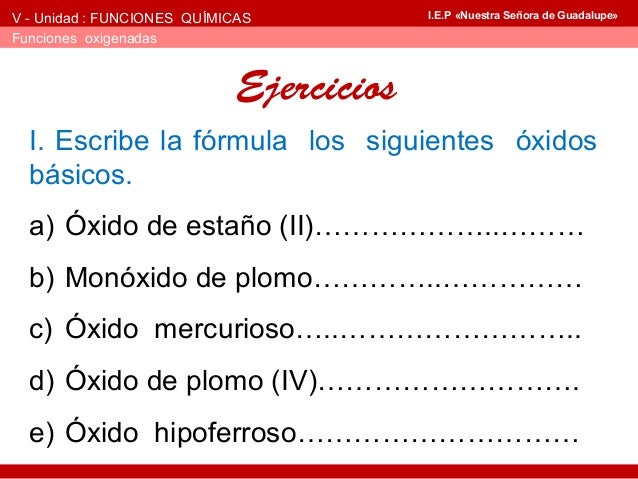 Función óxidos óxidos básicos