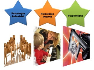 Psicología
industrial
Psicología
infantil Psicometría
 