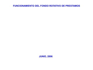 FUNCIONAMIENTO DEL FONDO ROTATIVO DE PRESTAMOS
JUNIO, 2006
 