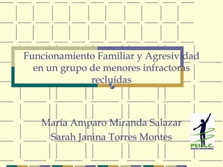 Funcionamiento Familiar y Agresividad en un grupo de menores infractoras recluídas María Amparo Miranda Salazar Sarah Janina Torres Montes 