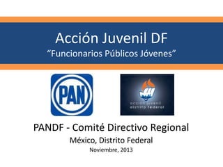 Acción Juvenil DF
“Funcionarios Públicos Jóvenes”

PANDF - Comité Directivo Regional
México, Distrito Federal
Noviembre, 2013

 