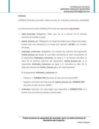 TUTORIALES DE EXCEL
                                              ANTONIO VÁSQUEZ QUINTERO
                               ...