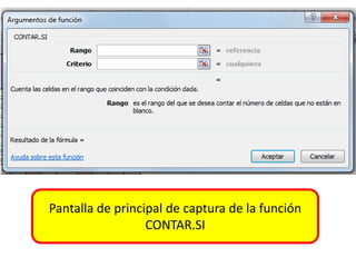 Pantalla de principal de captura de la función CONTAR.SI