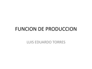 FUNCION DE PRODUCCION

   LUIS EDUARDO TORRES
 