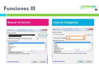 Buscar la función  Lista de Categorías Funciones III 