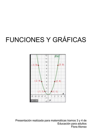 FUNCIONES Y GRÁFICAS
Presentación realizada para matemáticas tramos 3 y 4 de
Educación para adultos
Flora Alonso
 