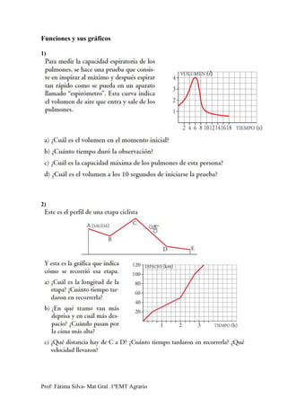 Prof: Fátima Silva- Mat Gral .1ºEMT Agrario
Funciones y sus gráficos
1)
2)
 