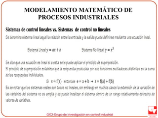 GICI-Grupo de Investigación en control Industrial
MODELAMIENTO MATEMÁTICO DE
PROCESOS INDUSTRIALES
 