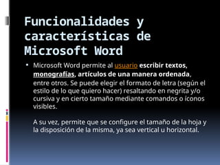 FUNCIONES DE WORD, PRESENTACIÓN DEL PROG | PPTX