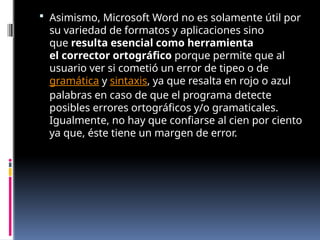 FUNCIONES DE WORD, PRESENTACIÓN DEL PROG | PPTX