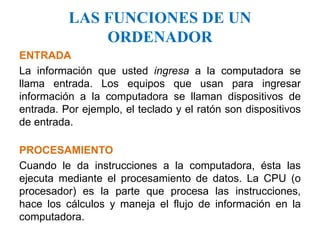 Funciones básicas de un ordenador | PPTX