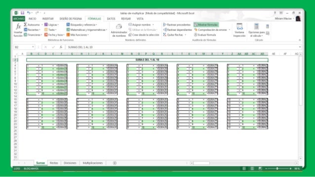 Suma, Resta, Division y Multiplicacion en excel