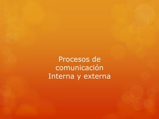 Procesos de
comunicación
Interna y externa
 