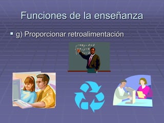 Funciones de la enseñanza
 g) Proporcionar retroalimentación
 