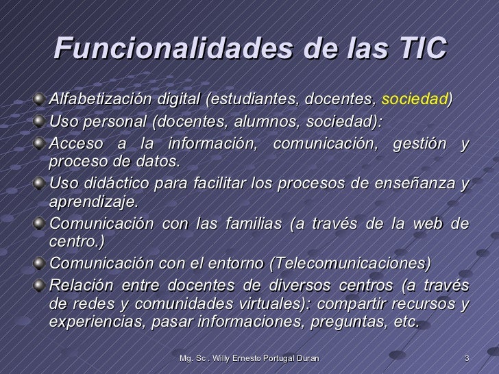 Funciones de las tic