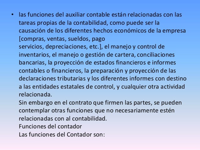 Funciones del auxiliar contable daniela