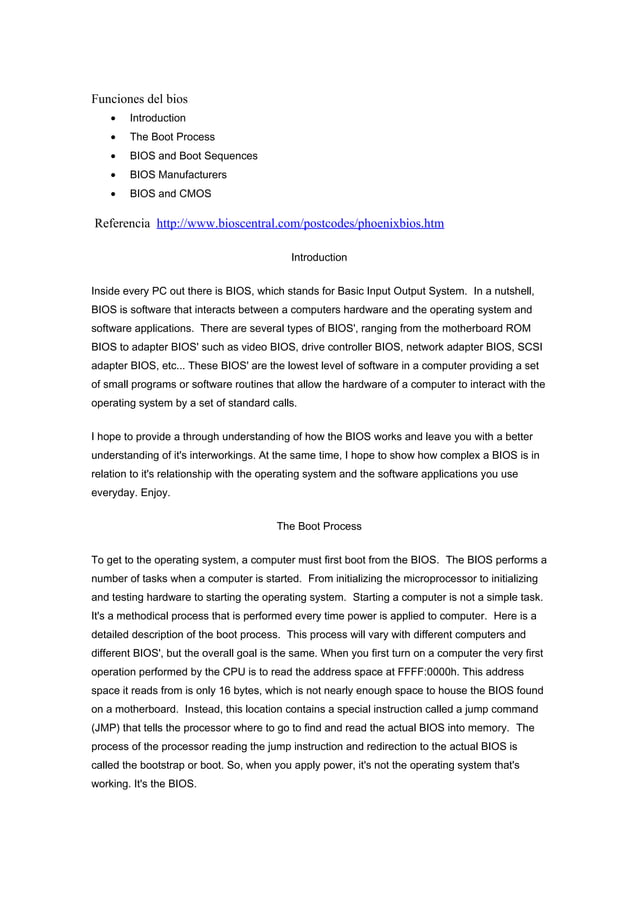 Funciones Del Bios Y Codigos Post Ingles
