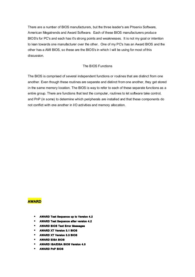 Funciones Del Bios Y Codigos Post Ingles