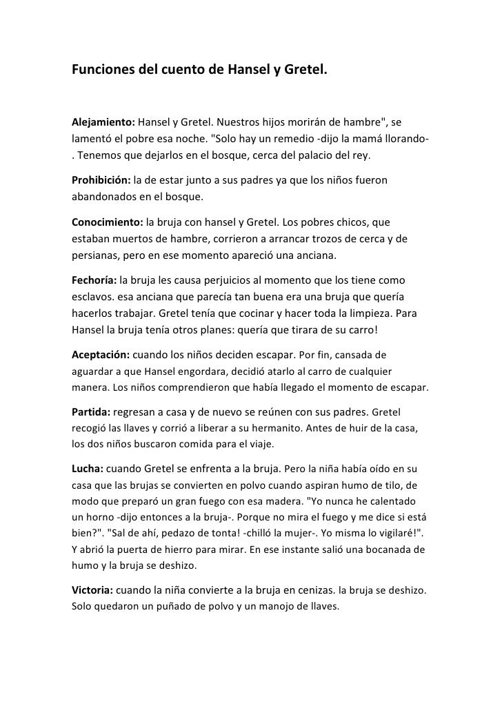 Funciones del cuento de hansel y