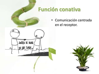 Función conativa
    • Comunicación centrada
      en el receptor.
 