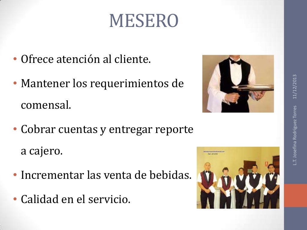 Funciones de personal de bar