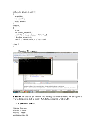 Funcionesen codeblocks ejerciciosresueltos | PDF
