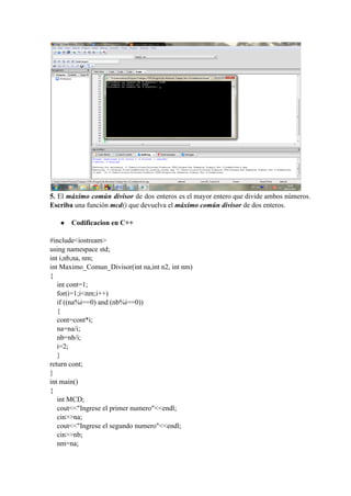 Funcionesen codeblocks ejerciciosresueltos | PDF