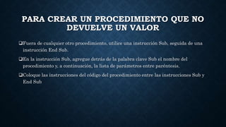 Funciones en visual basic | PPTX