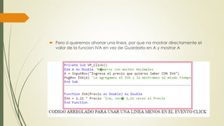 Funciones en visual basic | PPTX