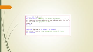 Funciones en visual basic | PPTX