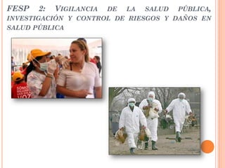 FESP   2:   VIGILANCIADE  LA   SALUD  PÚBLICA,
INVESTIGACIÓN Y CONTROL DE RIESGOS Y DAÑOS EN
SALUD PÚBLICA
 