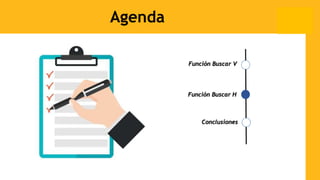 Agenda
Función Buscar V
Función Buscar H
Conclusiones
 