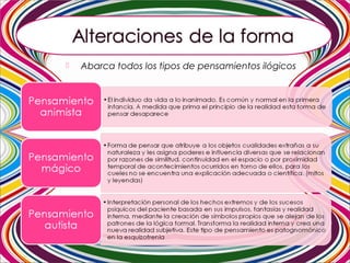  Abarca todos los tipos de pensamientos ilógicos
 