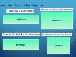 ÍNDICE
Ejercicios: Escriba las fórmulas
FÓRMULA
FÓRMULA
FÓRMULA FÓRMULA
 