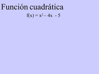 Función   cuadrática f(x) = x 2  – 4x  - 5 