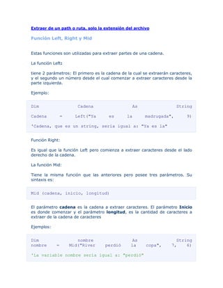 Funciones propias de visual basic | DOCX