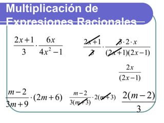 Multiplicación de Expresiones Racionales 