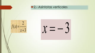 2,- Asíntotas verticales 
f x 3 
x   3 
2 
( ) 
 
 
x 
 