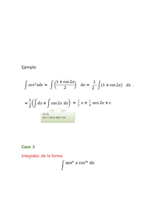 Ejemplo
Caso 3
Integrales de la forma
 