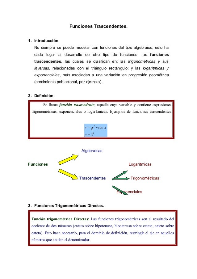 Funciones trascendentes