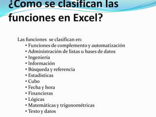ReferenciaPrioridad de los operadoresSi la formula contiene operadores con la misma prioridad, Excel evalúa los operadores de izquierda a derecha en caso contrario ejecuta las operaciones en siguiente orden:		1.  : (dos puntos) (un solo espacio); ( punto y coma) 	operadores 	de referencia	2.  negación (como en 1 )	3.  % porcentaje	4.  ^ exponenciación	5.  *y/ multiplicación y división	6.  + y - suma y resta	7.  & conecta dos cadenas de texto	8.  =<> <=> = <> comparación