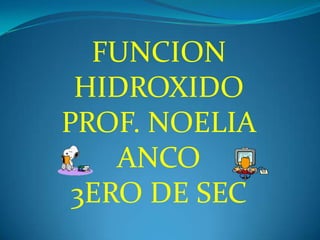 FUNCION
HIDROXIDO
PROF. NOELIA
ANCO
3ERO DE SEC
 