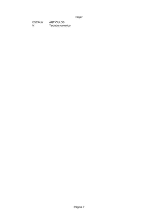 Hoja7
Página 7
ESCALA ARTICULOS
N Teclado numerico
 